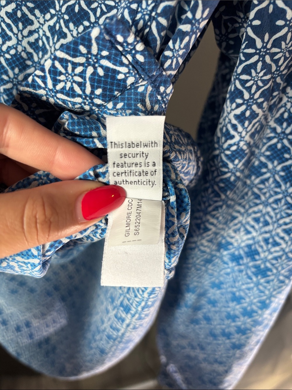Diane Von Furstenberg Blue and White Printed Button-Down Blouse - Picture 4 of 12